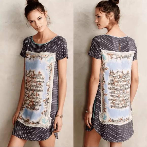 MAEVE for Anthropologie (S) All Around Town 100% Silk, Lined Mini Shift - Picture 1 of 5
